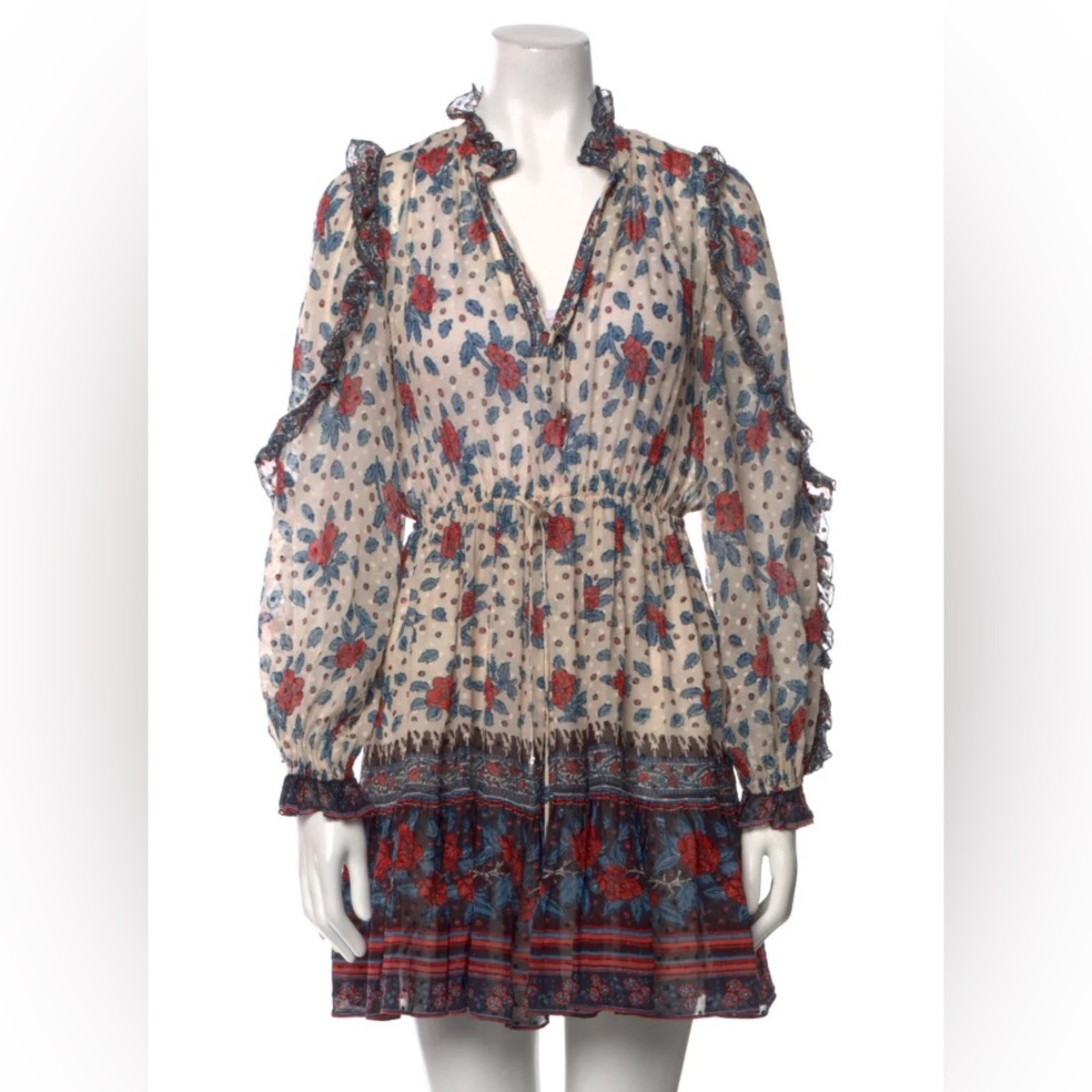 Ulla Johnson Multicolor Floral Long Sleeve Silk Mini Dress